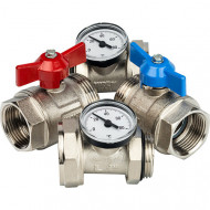 Комплект прямых шаровых кранов с термометрами 1" Stout Комплект прямых шаровых кранов с термометрами 1" Stout