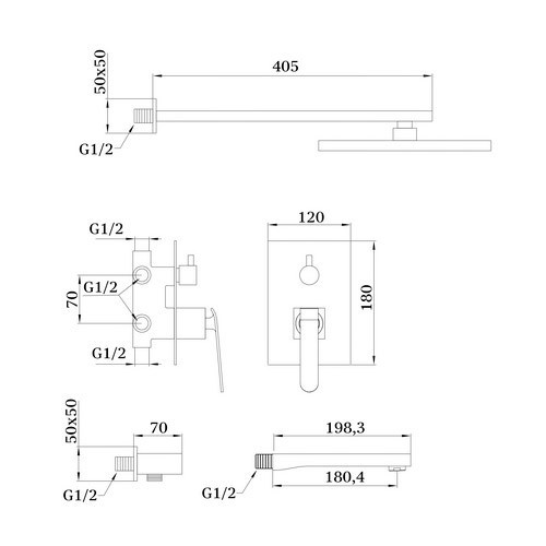 Встроенный смеситель для душа GZ 28065-F Ganzer Встроенный смеситель для душа GZ 28065-F Ganzer