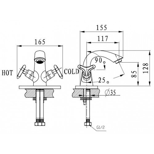 Смеситель для раковины Trio 57011 Kaiser Сhrome