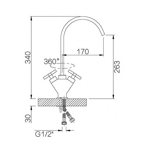 Смеситель для кухни с двумя рукоятками GZ 01021 Ganzer Смеситель для кухни с двумя рукоятками GZ 01021 Ganzer