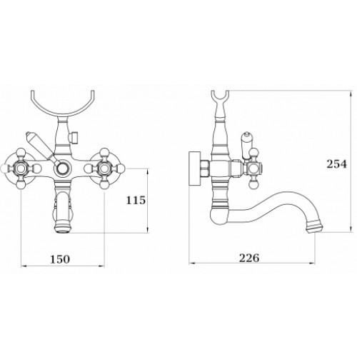 Смеситель двухвентильный для ванны GZ 09035 Ganzer