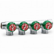 Регулирующий проходной коллектор TP 1"х1/2" Stout с 4 отводами