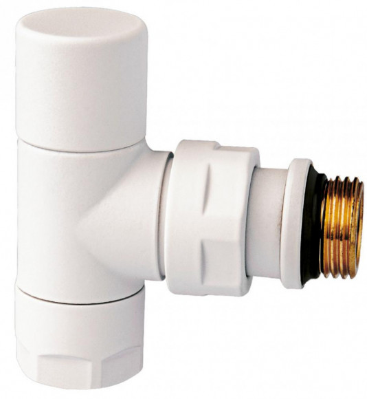 Вентиль запорный 1/2", М24х19, угловой, белый матовый FAR