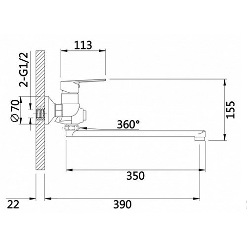 Смеситель для ванны HL22037-F Hansen Смеситель для ванны HL22037-F Hansen