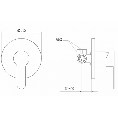 Смеситель встраиваемый круглый GZ 5102 Ganzer
