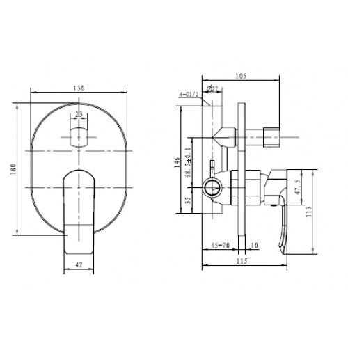 Смеситель скрытого монтажа Aurora 67277 Kaiser Сhrome