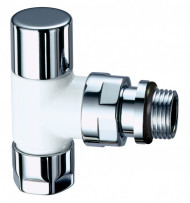 Вентиль запорный 1/2", М24х19, угловой, серебро и белый эмаль FAR Вентиль запорный 1/2", М24х19, угловой, серебро и белый эмаль FAR