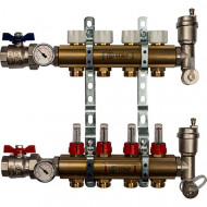 Коллектор из латуни с расходомерами на 4 контура Stout