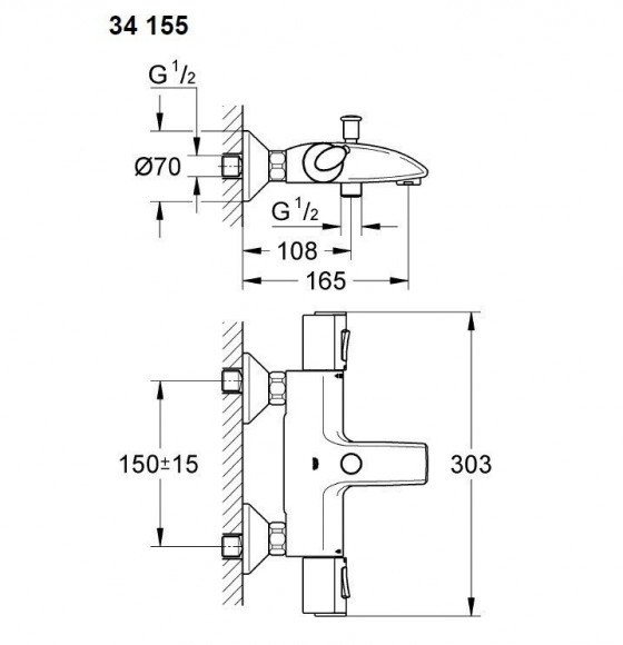 Смеситель grohtherm 1000 Термостат для ванны 34155 000 Смеситель grohtherm 1000 Термостат для ванны 34155 000