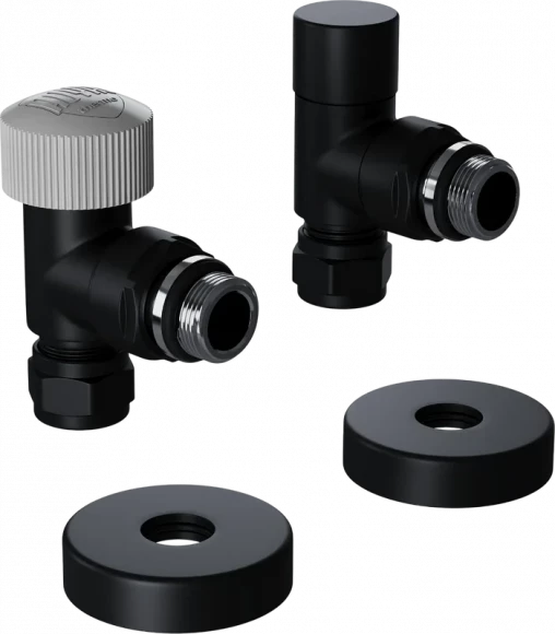 Набор термостатический угловой Royal Thermo Design Pro 15мм М30х1,5 (Черный)