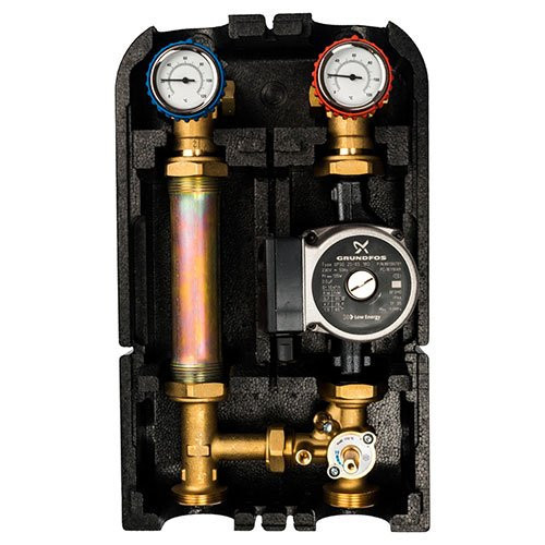 Насосная группа с 3-х ходовым приводным смесителем 1" с насосом Grundfos UPSO25-65, 29kW Stout