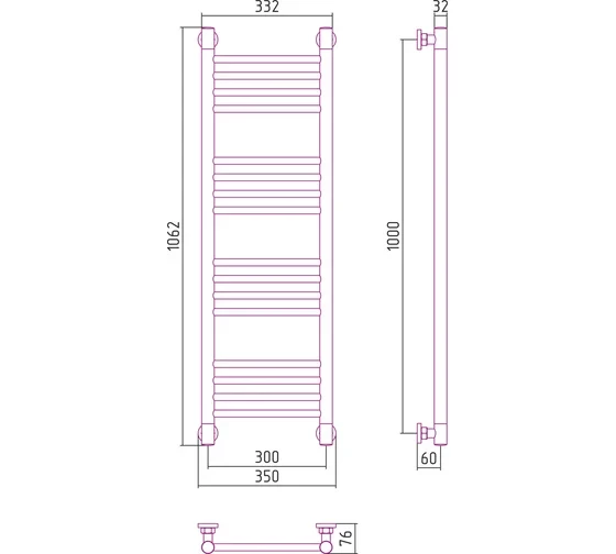 Полотенцесушитель водяной Богема + прямая 1000х300 Сунержа Полотенцесушитель водяной Богема + прямая 1000х300 Сунержа