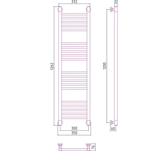 Полотенцесушитель водяной БОГЕМА+ прямая 1200х300 Сунержа Полотенцесушитель водяной БОГЕМА+ прямая 1200х300 Сунержа