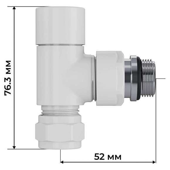 Набор термостатический трехосевой Royal Thermo Design Pro 15мм М30х1,5 (Белый)