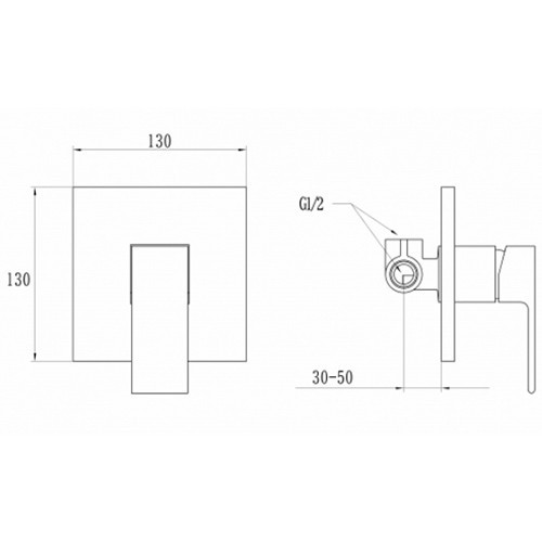 Смеситель встраиваемый квадратный GZ 5103E Ganzer