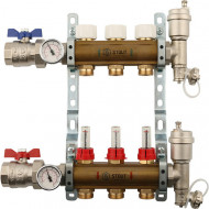 Коллектор из латуни с расходомерами на 3 контура Stout