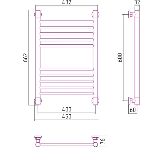 Полотенцесушитель водяной БОГЕМА+ прямая 600х400 Сунержа Полотенцесушитель водяной БОГЕМА+ прямая 600х400 Сунержа