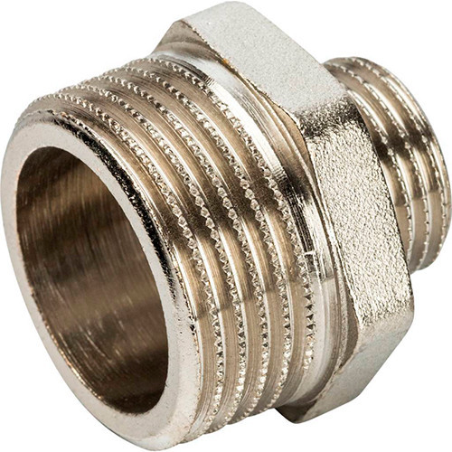 Ниппель переходной никелированный Stout 1"х3/4" НР-НР