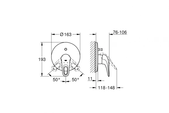 Внешняя часть смесителя для ванны GROHE Eurostyle, белая луна 19506LS3