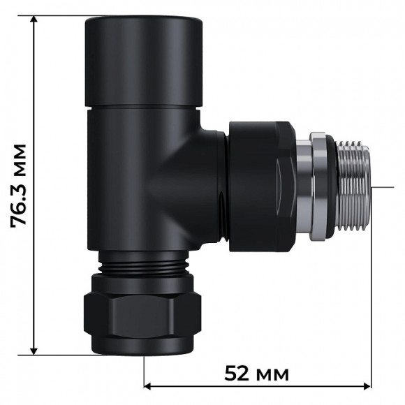 Набор термостатический трехосевой Royal Thermo Design Pro 15мм М30х1,5 (Черный)