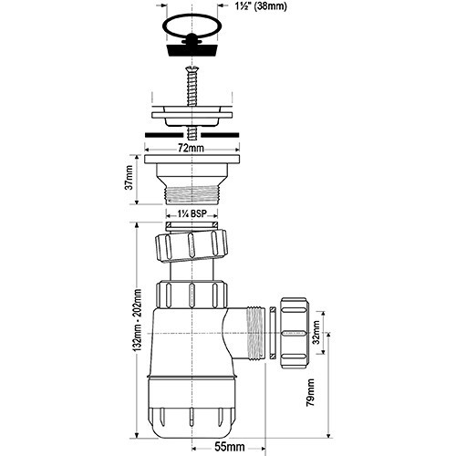 Сифон бутылочный MRW2L 1 1/4"х32мм McAlpine Сифон бутылочный MRW2L 1 1/4"х32мм McAlpine