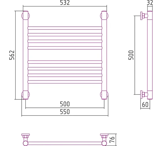 Полотенцесушитель водяной Богема + прямая 500х500 Сунержа Полотенцесушитель водяной Богема + прямая 500х500 Сунержа