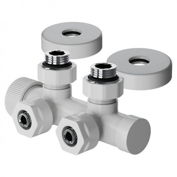 Узел нижнего подключения термостатический угловой Royal Thermo Design Pro 15мм М30х1,5 (Белый)