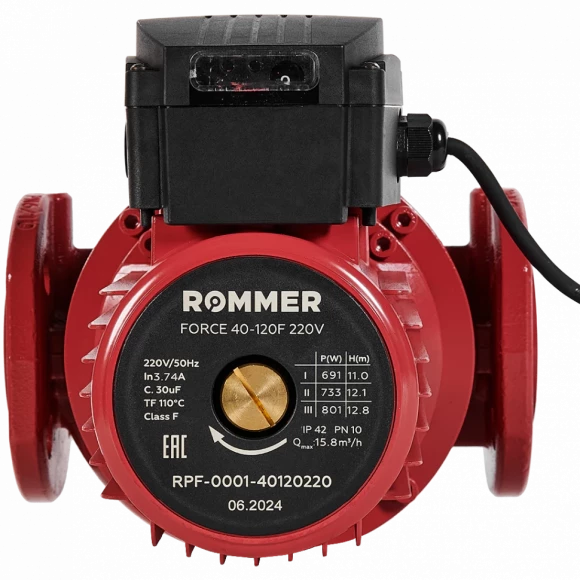 Насос циркуляционный FORCE фланцевый трехскоростной 40-120F 220V ROMMER