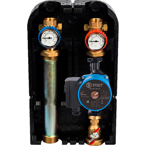 Насосная группа с прямым контуром 1" с насосом Stout SPC 25/60-180