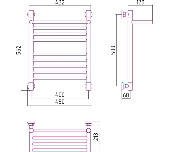 Полотенцесушитель водяной Богема + с полкой 500х400 Сунержа Полотенцесушитель водяной Богема + с полкой 500х400 Сунержа