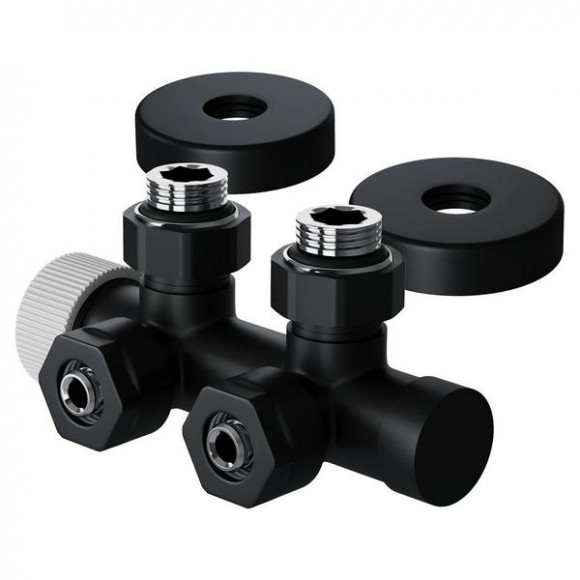 Узел нижнего подключения термостатический угловой Royal Thermo Design Pro 15мм М30х1,5 (Черный)