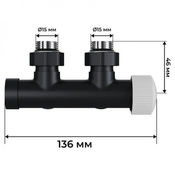 Узел нижнего подключения термостатический угловой Royal Thermo Design Pro 15мм М30х1,5 (Черный)