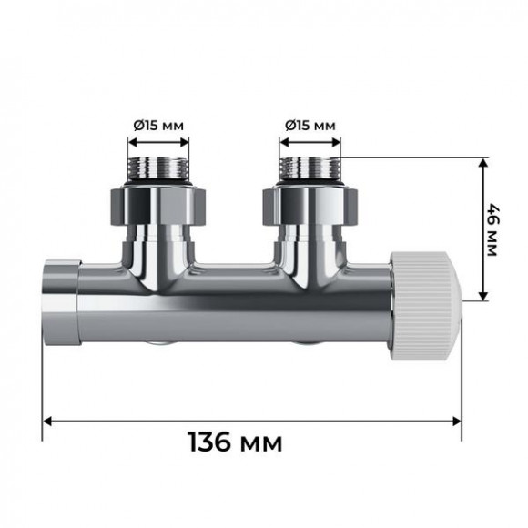 Узел нижнего подключения термостатический угловой Royal Thermo Design Pro 15мм М30х1,5 (Хром)