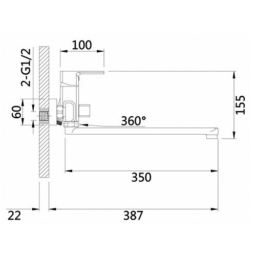 Смеситель для ванны H22010 Hansen