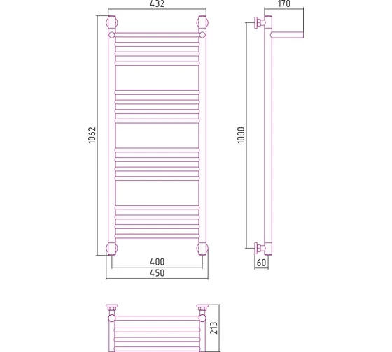 Полотенцесушитель водяной БОГЕМА+ с полкой 1000х400 Сунержа Полотенцесушитель водяной БОГЕМА+ с полкой 1000х400 Сунержа