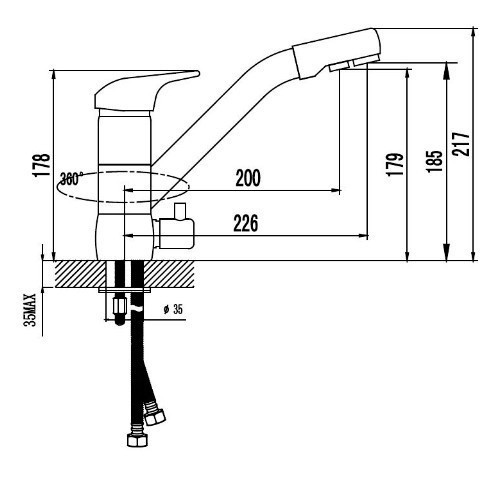 Смеситель для кухни Safira 15066 Kaiser Chrome