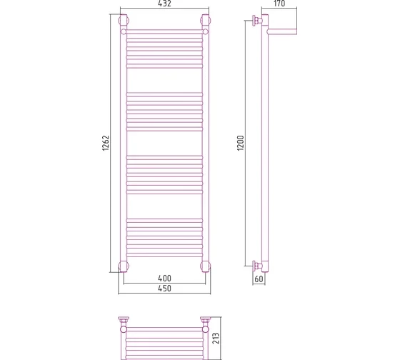 Полотенцесушитель водяной БОГЕМА+ с полкой 1200х500 Сунержа Полотенцесушитель водяной БОГЕМА+ с полкой 1200х500 Сунержа