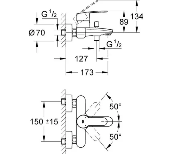 Смеситель для ванны GROHE Eurostyle Cosmopolitan, хром 33591002