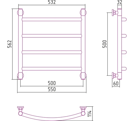 Полотенцесушитель водяной Галант+ 500x500 Сунержа Полотенцесушитель водяной Галант+ 500x500 Сунержа