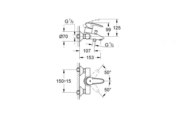 Смеситель для ванны GROHE Eurostyle, хром 33591001 Смеситель для ванны GROHE Eurostyle, хром 33591001