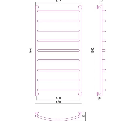 Полотенцесушитель водяной Галант+ 1200x600 Сунержа Полотенцесушитель водяной Галант+ 1200x600 Сунержа