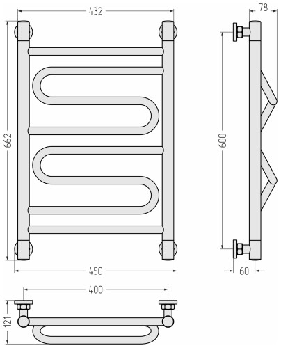 Полотенцесушитель водяной Элегия+ 600x400 Сунержа Полотенцесушитель водяной Элегия+ 600x400 Сунержа