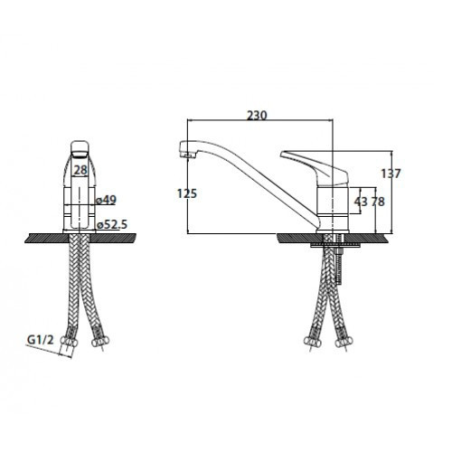 Смеситель для кухни County 66233 Kaiser Сhrome