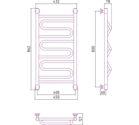Полотенцесушитель водяной Элегия+ 800x400 Сунержа Полотенцесушитель водяной Элегия+ 800x400 Сунержа