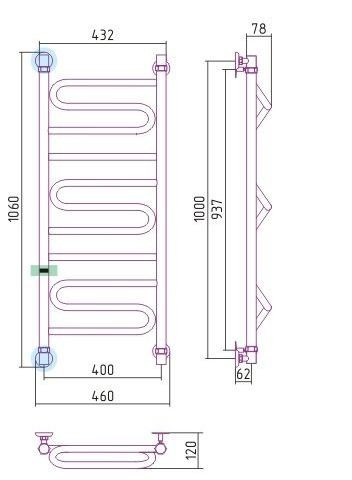 Полотенцесушитель водяной Элегия+ 1000x400 Сунержа Полотенцесушитель водяной Элегия+ 1000x400 Сунержа