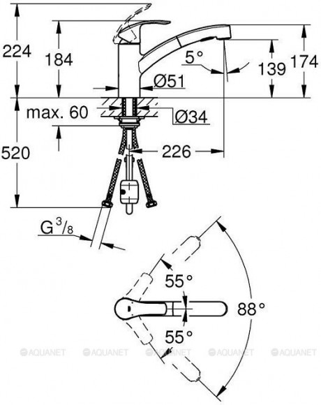 Смеситель для кухни GROHE Eurosmart с вытяжным душем, суперсталь 30305DC0 Смеситель для кухни GROHE Eurosmart с вытяжным душем, суперсталь 30305DC0