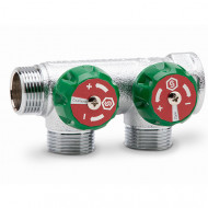 Регулирующий проходной коллектор TP 1"х1/2" Stout с 2 отводами