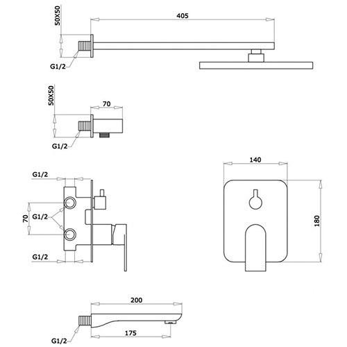 Встроенный смеситель для душа GZ 21065 Ganzer