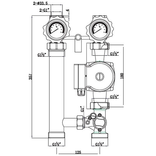 Насосная группа с прямым контуром 1" без насоса в теплоизоляции Vieir Насосная группа с прямым контуром 1" без насоса в теплоизоляции Vieir