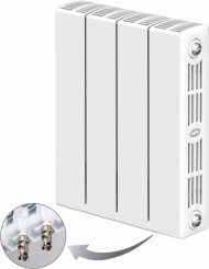 Радиатор биметаллический монолитный Rifar Supremo Ventil 350 4 секции, нижнее правое подключение